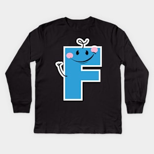 Kids' Alphabet Letter F - Funny & Engaging Initial for Creative Exploration Kids Long Sleeve T-Shirt